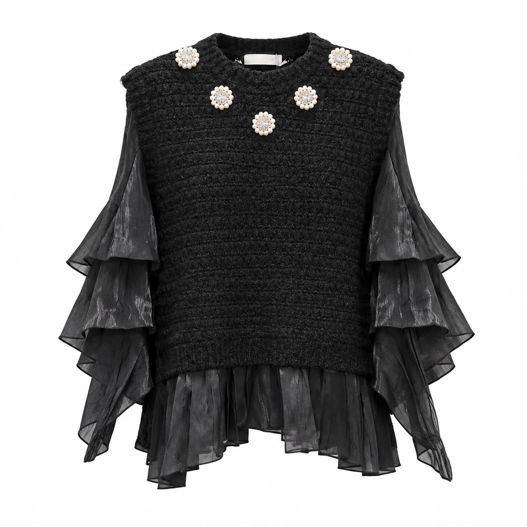 TRASH AND LUXURY Maglia con Volant in Organza – Romanticismo d'Autore