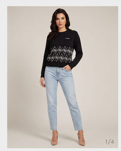 GUESS LILY LS CN 4G JACQUARD SWTR
