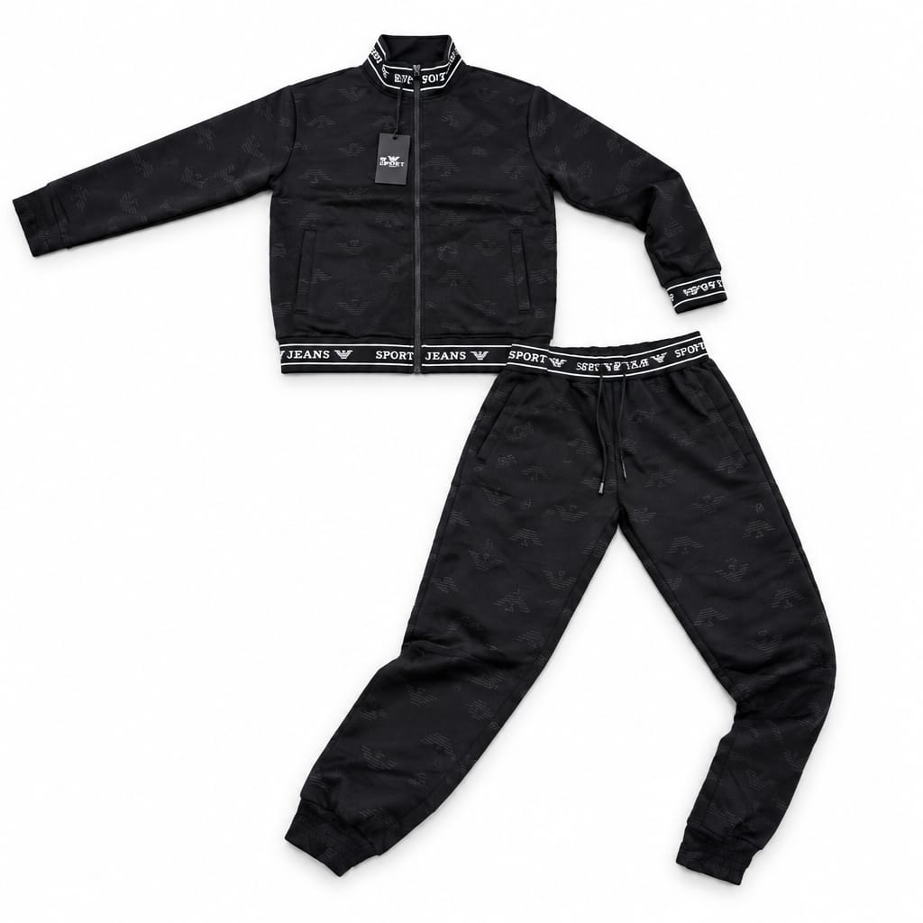 uta Completa Collo Alto con Bande Logo – Nero