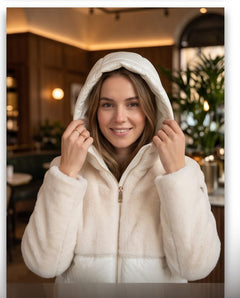 Yes Zee Piumino Ibrido Eco-Fur con Cappuccio