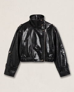 OFFLINE Giacca Bomber Cropped Effetto Cocco