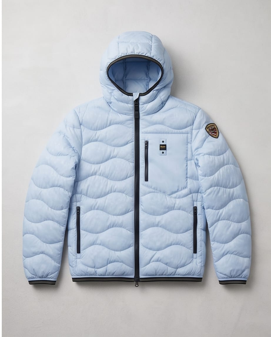 BLAUER Piumino Uomo con Trapuntatura a Onde e Cappuccio