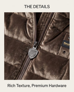 BLAUER Piumino Donna in Velluto con Cappuccio WAWE