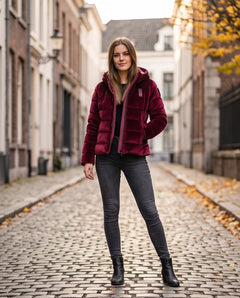 BLAUER Piumino Donna in Velluto con Cappuccio WAWE