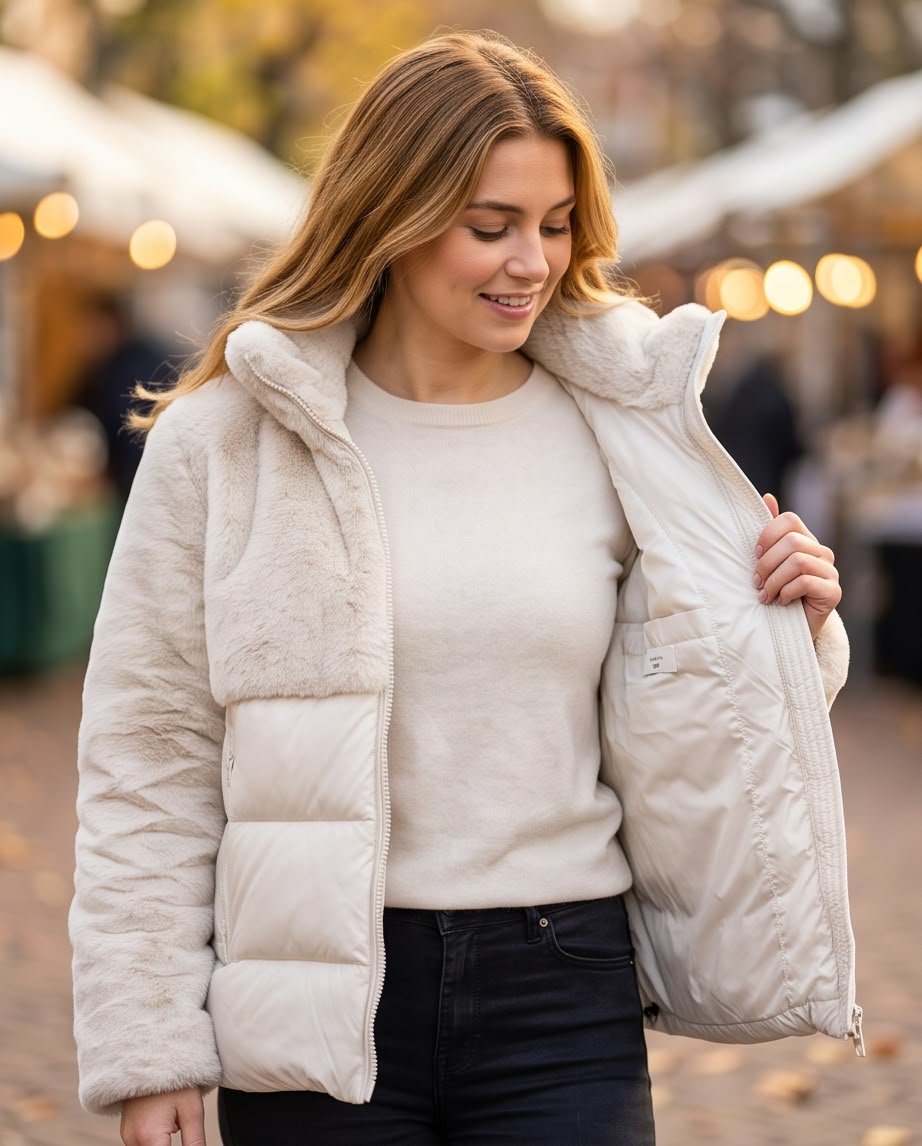 BLAUER Giubbino Bimateriale con Cappuccio Effetto Pelliccia – Velvet Storm