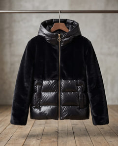 Yes Zee Piumino Ibrido Eco-Fur con Cappuccio