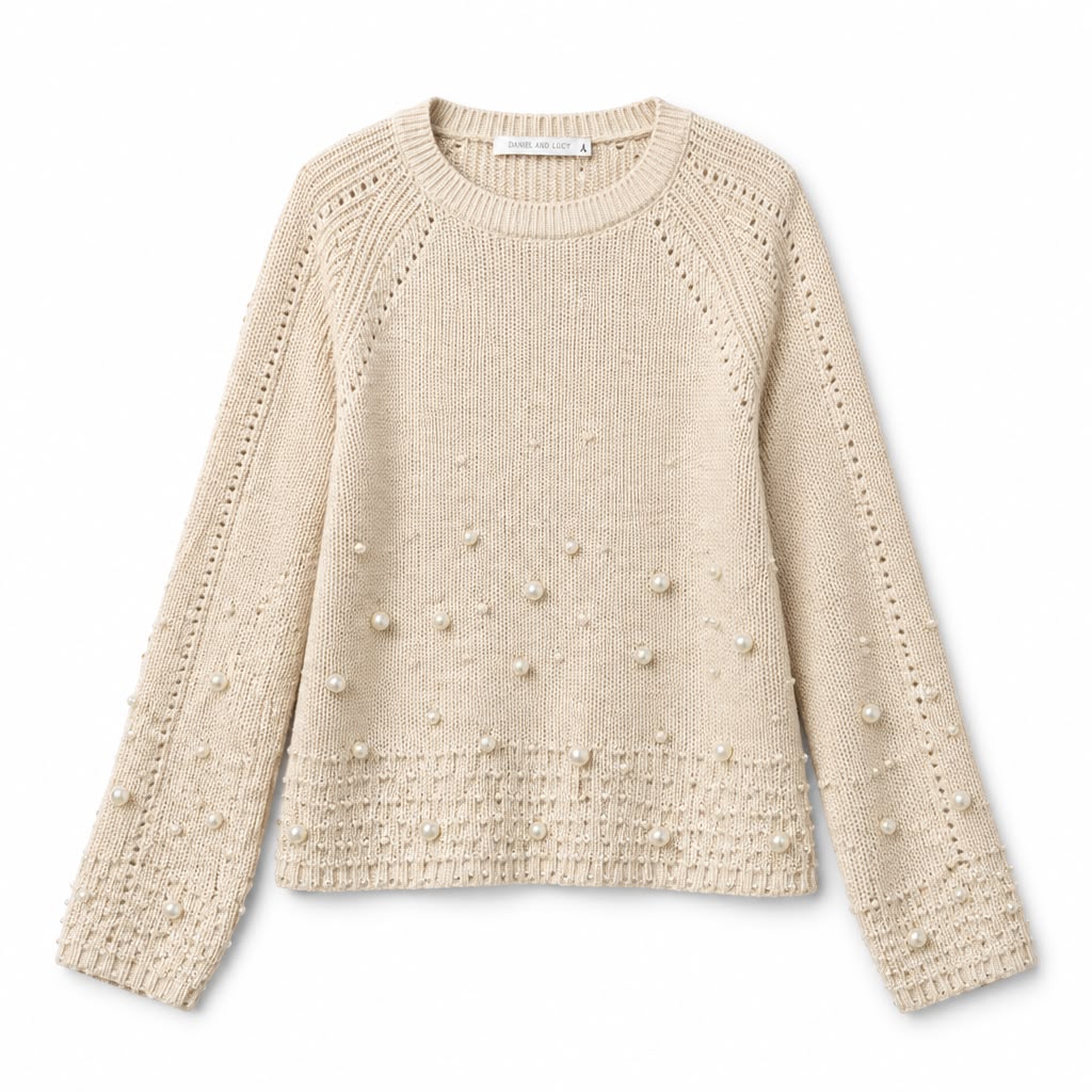 TRASH AND LUXURY Maglione con Perle Applicate – Pioggia di Luce