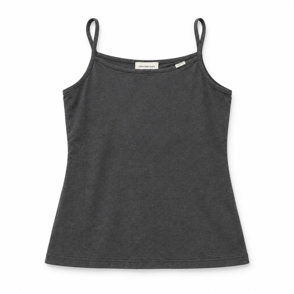 CALVIN KLEIN JEANS Canotta a Spalline Sottili Grigio Antracite Washed