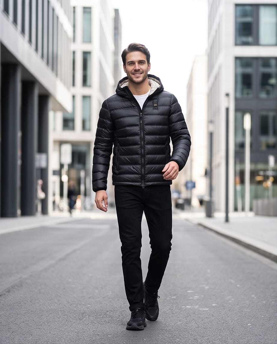 BLAUER Piumino Uomo Lucido con Cappuccio CHARLES