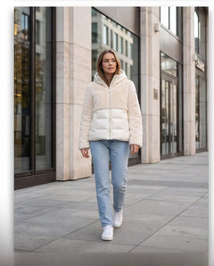 Yes Zee Piumino Ibrido Eco-Fur con Cappuccio
