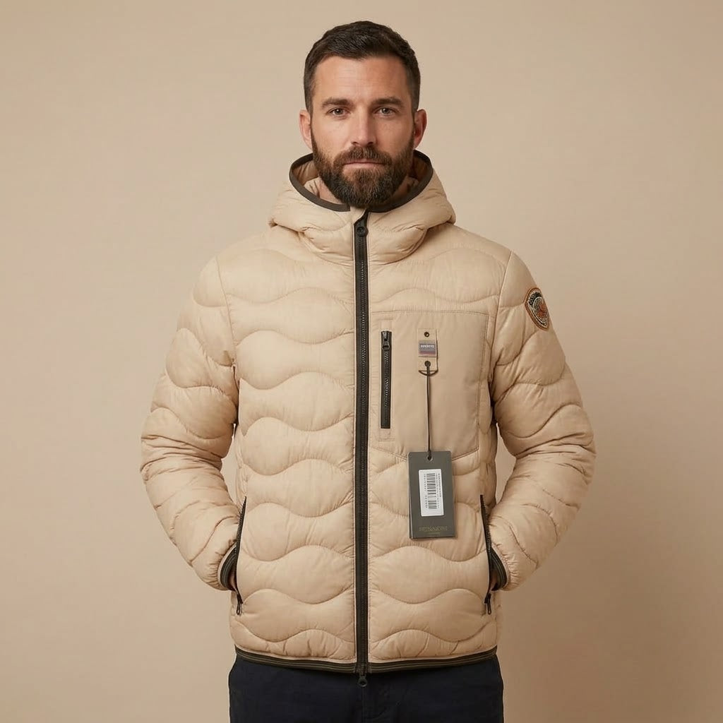 BLAUER Piumino Uomo con Trapuntatura a Onde e Cappuccio