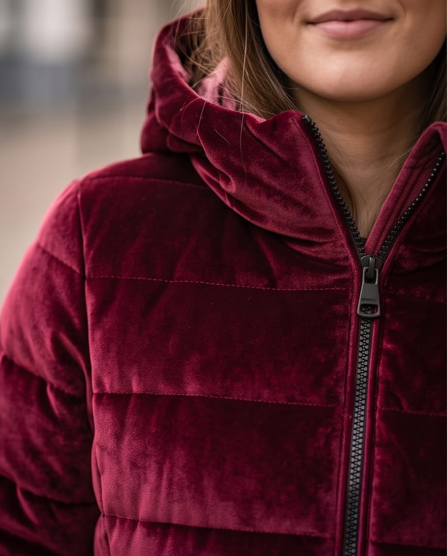 BLAUER Piumino Donna in Velluto con Cappuccio WAWE