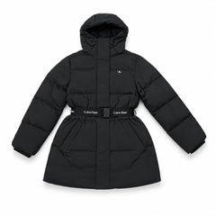 CALVIN KLEIN Piumino Lungo Donna con Cintura Logo