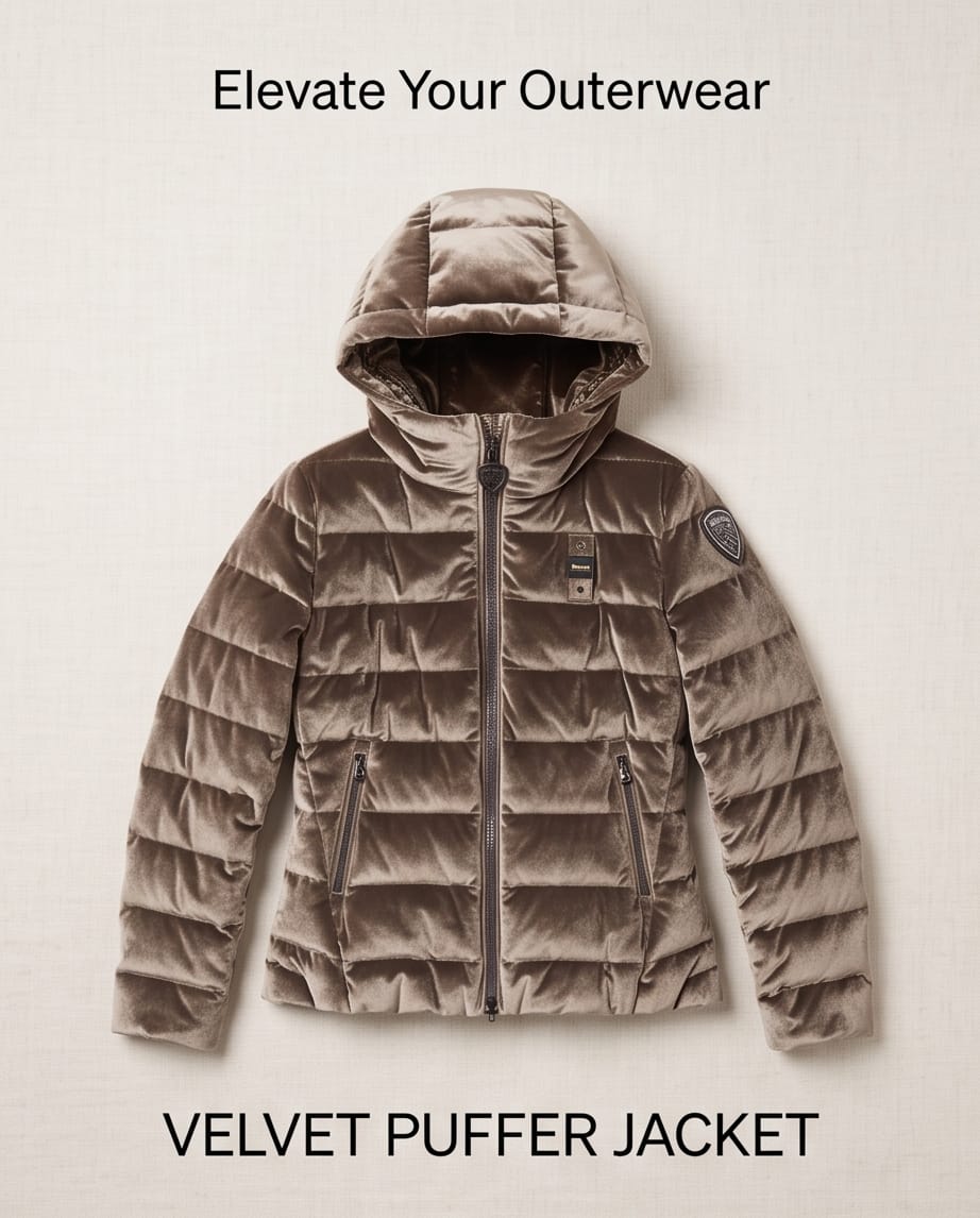 BLAUER Piumino Donna in Velluto con Cappuccio WAWE