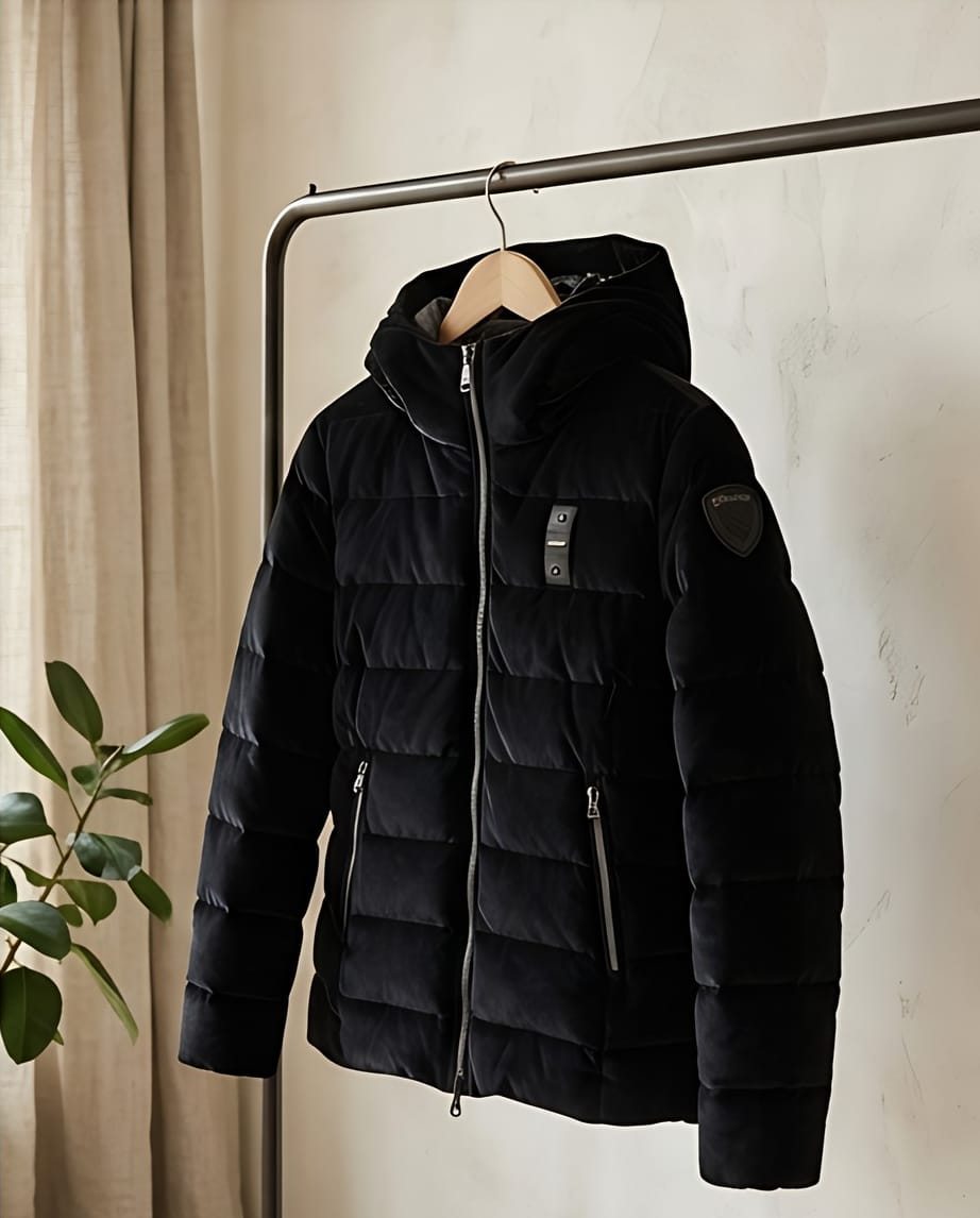 BLAUER Piumino Donna in Velluto con Cappuccio WAWE