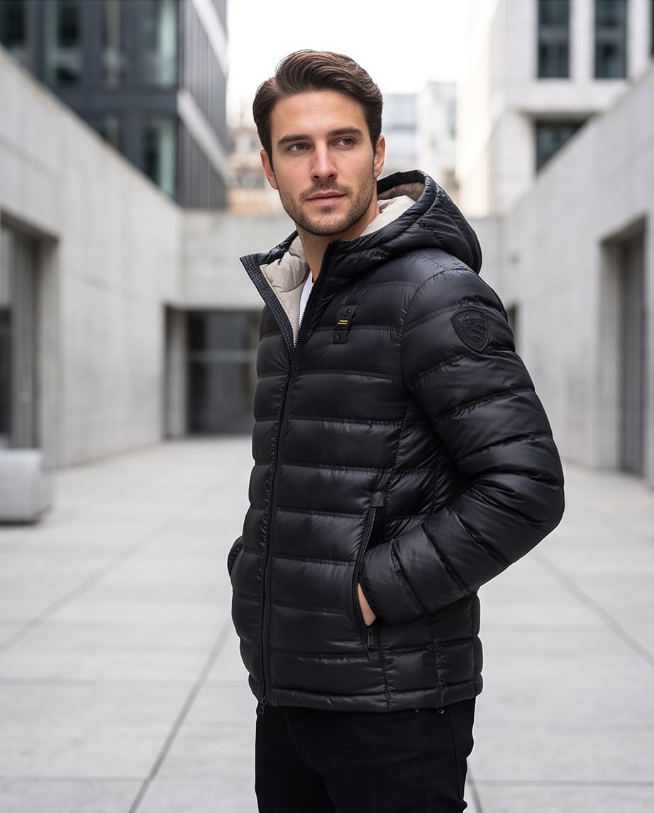 BLAUER Piumino Uomo Lucido con Cappuccio CHARLES