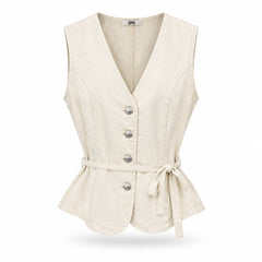 ONLY - Gilet Smanicato con Bottoni e Cintura