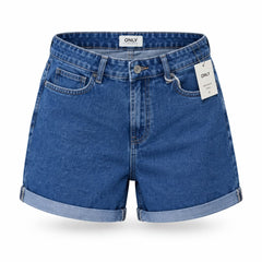 ONLY - Shorts in Denim con Risvolto