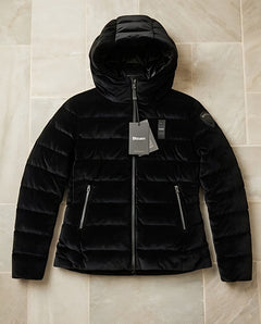 BLAUER Piumino Donna in Velluto con Cappuccio WAWE