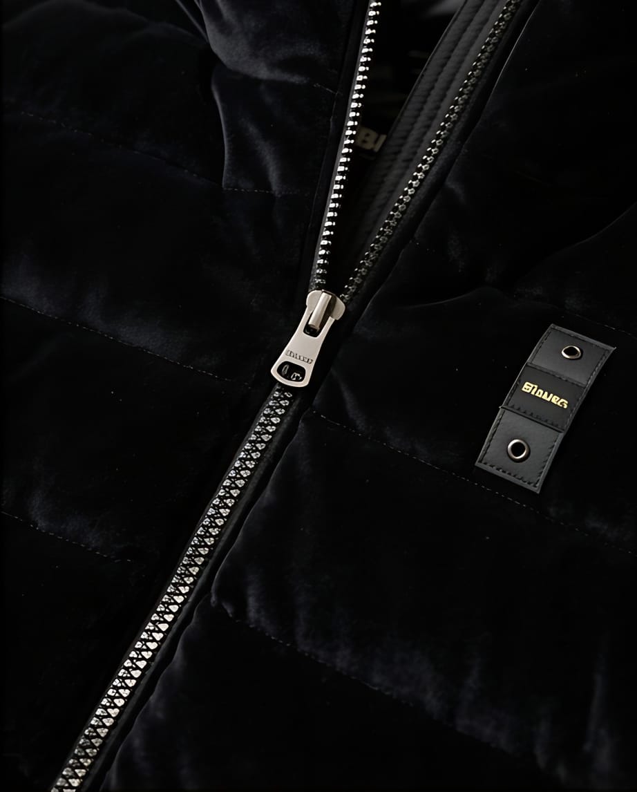 BLAUER Piumino Donna in Velluto con Cappuccio WAWE