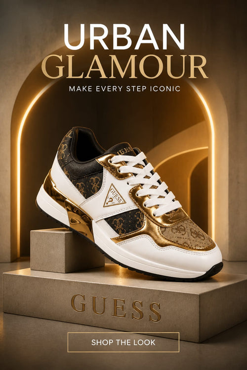 GUESS Sneakers Mickay "White / Gold / 4G Print"