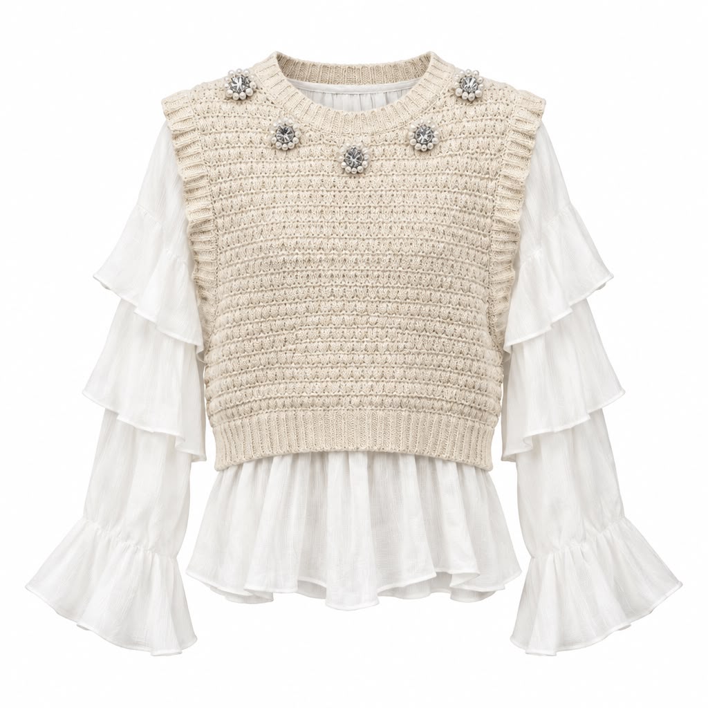 TRASH AND LUXURY Maglia con Volant in Organza – Romanticismo d'Autore