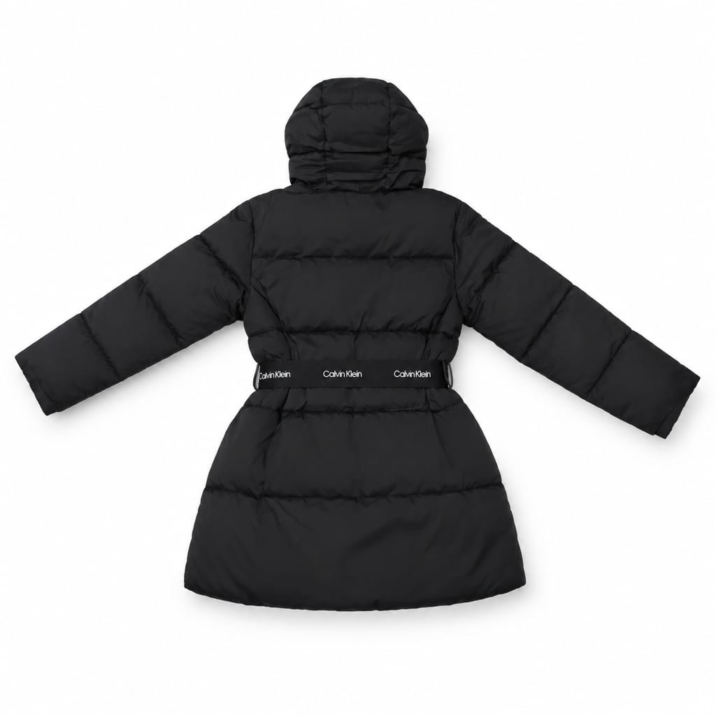 CALVIN KLEIN Piumino Lungo Donna con Cintura Logo