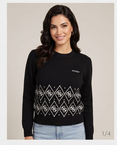 GUESS LILY LS CN 4G JACQUARD SWTR