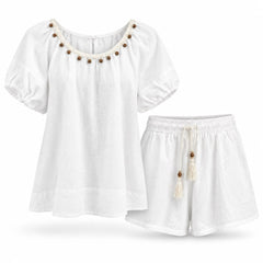 OFF LINE - Completo Coordinato Blusa e Shorts Boho-Chic