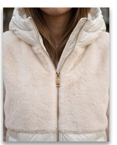Yes Zee Piumino Ibrido Eco-Fur con Cappuccio