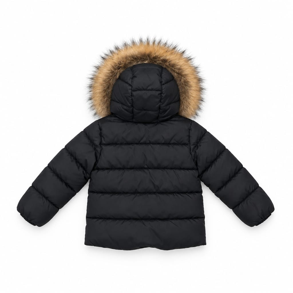 Blauer Baby – Piumino con cappuccio e bordo in pelliccia,