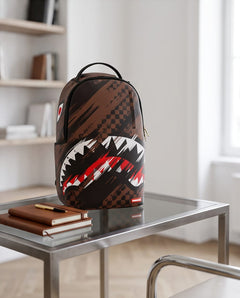 SPRAYGROUND Zaino Shark Brush Strokes Brown Checkerboard