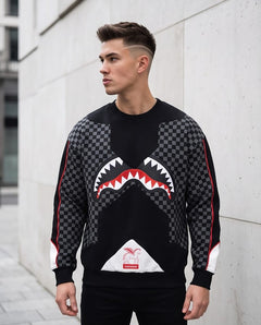 SPRAYGROUND Felpa Grey Checkerboard Shark