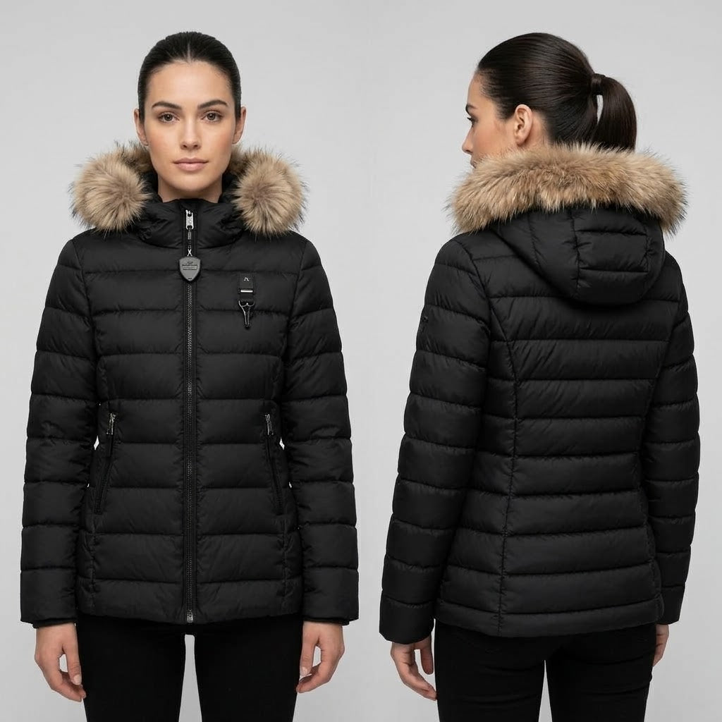 BLAUER Piumino Sfiancato con Cappuccio e Bordo Effetto Pelliccia