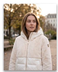 Yes Zee Piumino Ibrido Eco-Fur con Cappuccio
