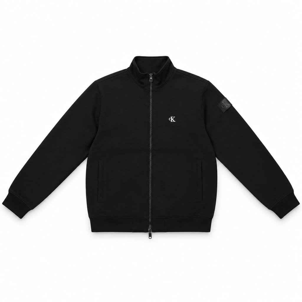 CALVIN KLEIN BOMBER Full Zip Collo Alto Badge Monogram