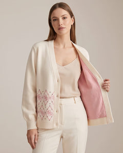 GUESS LILY LS VN 4G JACQUARD CARDIGAN