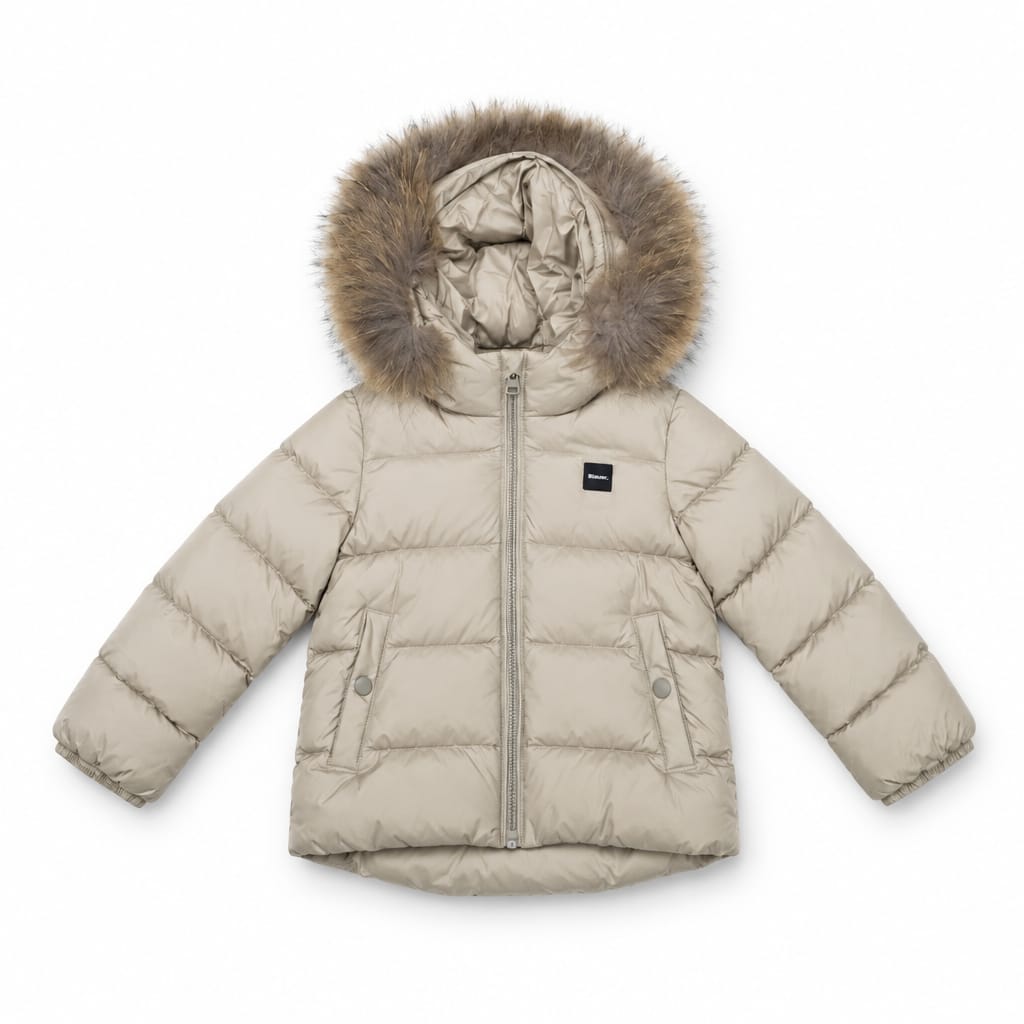 Blauer Baby – Piumino con cappuccio e bordo in pelliccia,