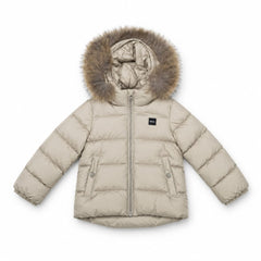 Blauer Baby – Piumino con cappuccio e bordo in pelliccia,