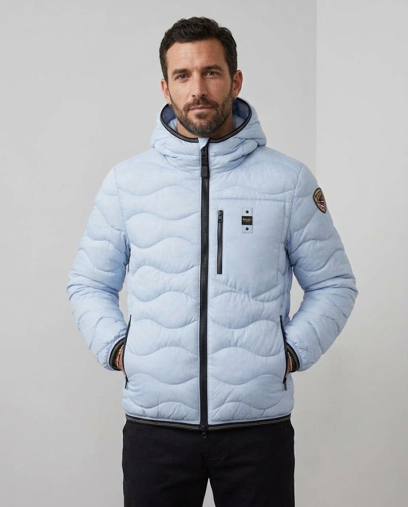 BLAUER Piumino Uomo con Trapuntatura a Onde e Cappuccio