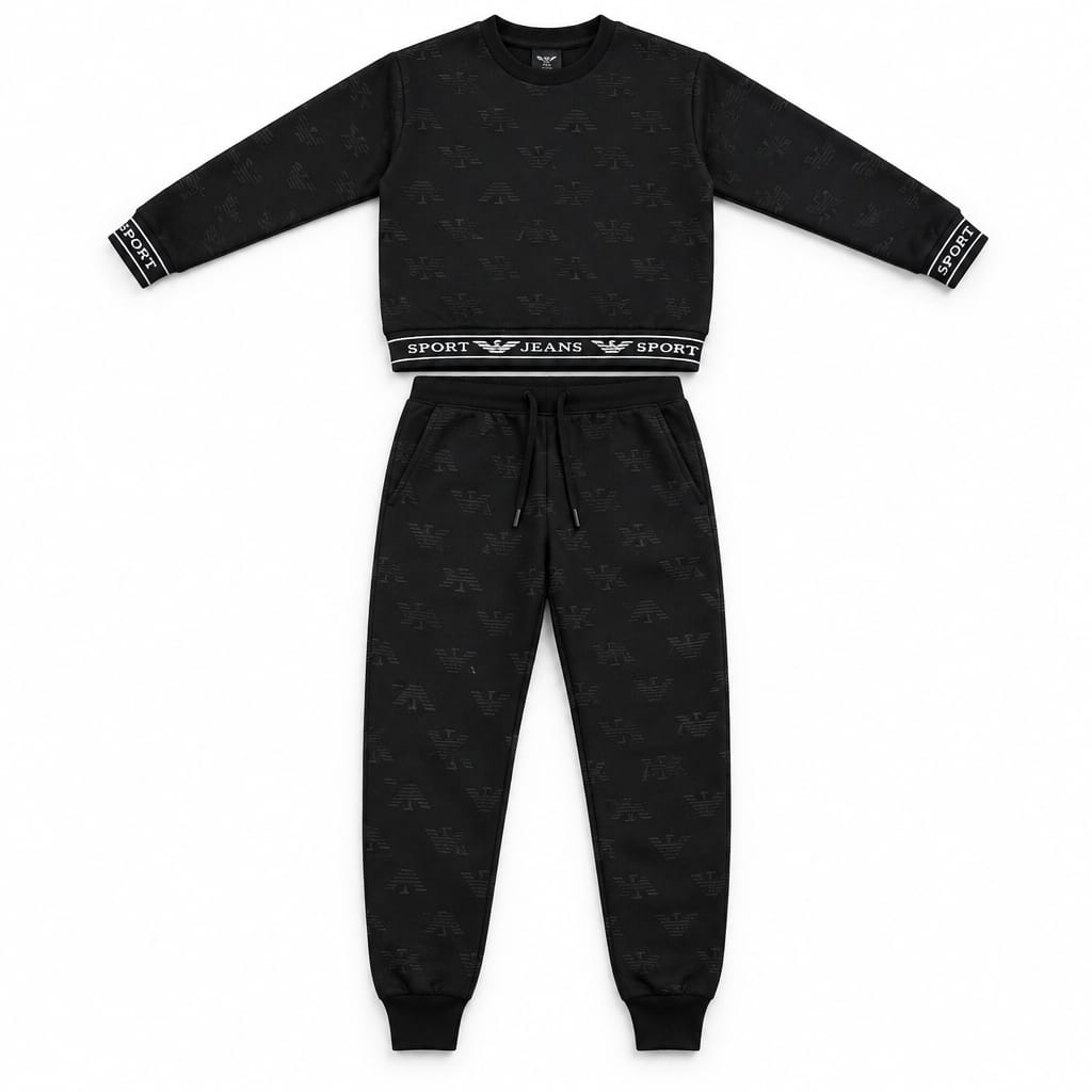 uta Completa Collo Alto con Bande Logo – Nero