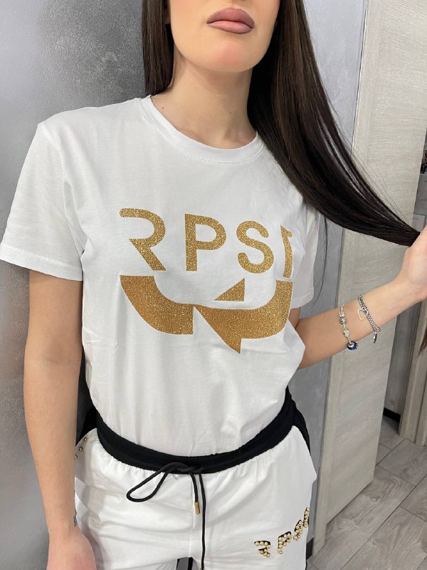 Repost T-shirt Logo Grande Glitter Pacch Perle