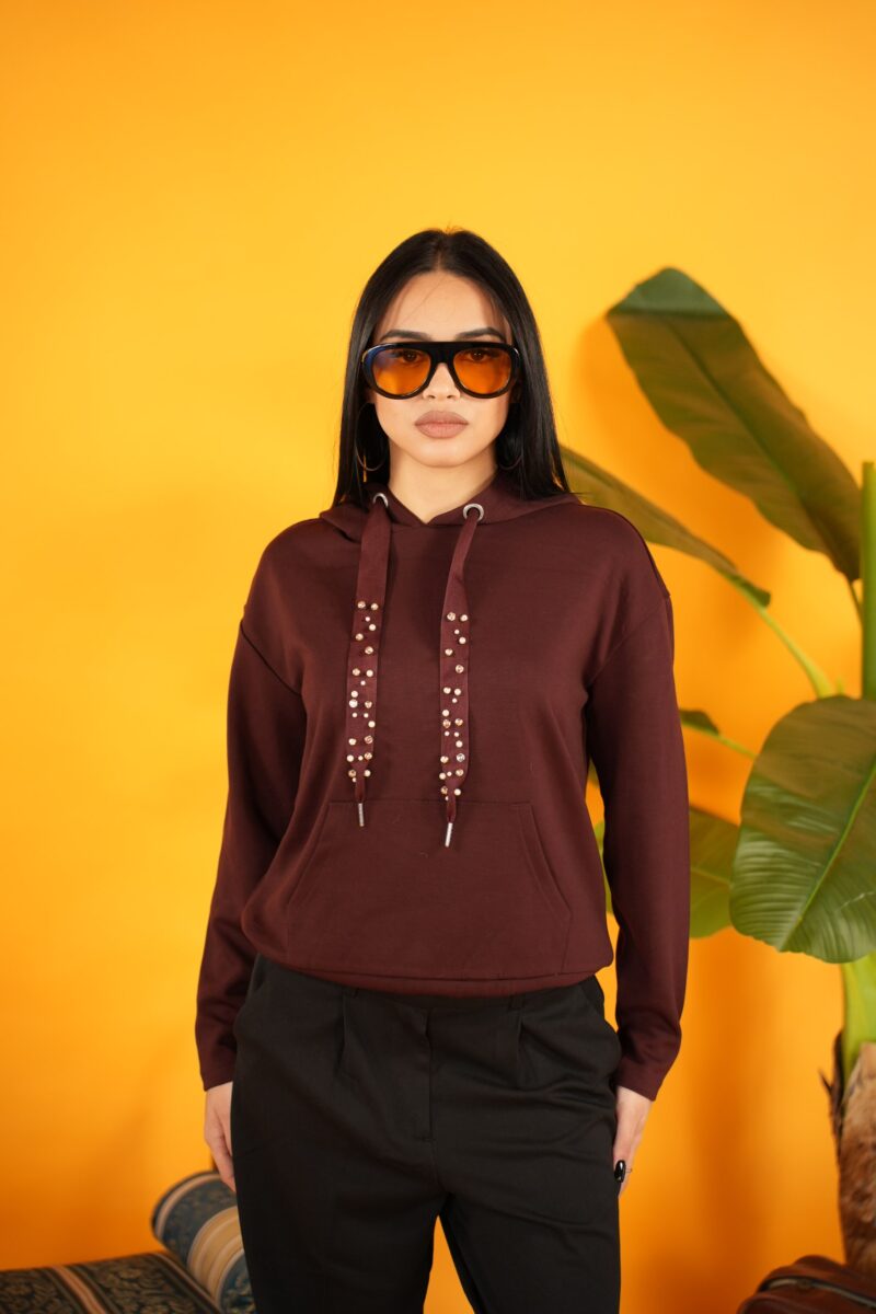 Only E Sons Felpa Cappuccio Con Perle